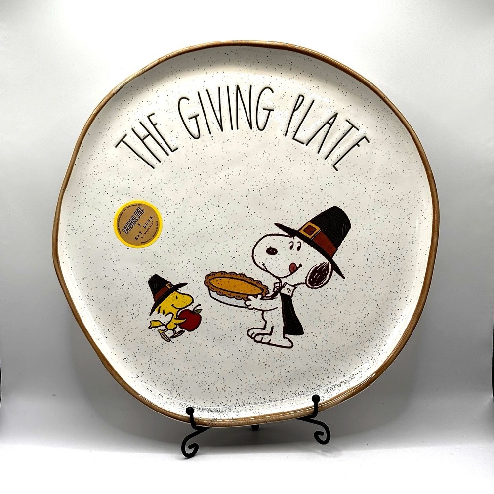 New Rae Dunn‎ x Peanuts Snoopy Woodstock The Giving Plate Thanksgiving
